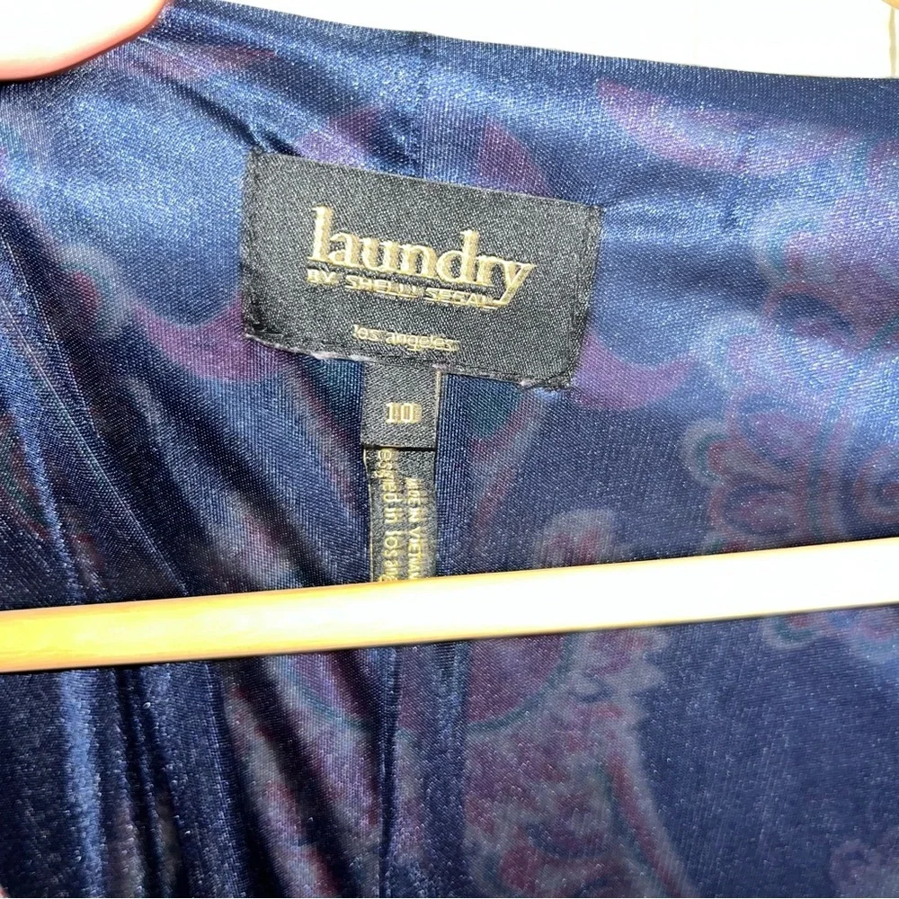 Laundry by Shelli Segal Square Neck Paisley Navy Dress Women’s 10 - Picture 7 of 7